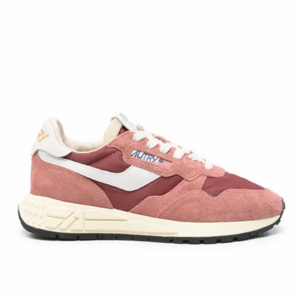 Autry Reelwind Pink Suede & Nylon Low Top Sneakers